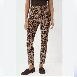 Ann Taylor Women Pant Size6 Corduroy Animal Print Brown Skinny High Rise Leopard